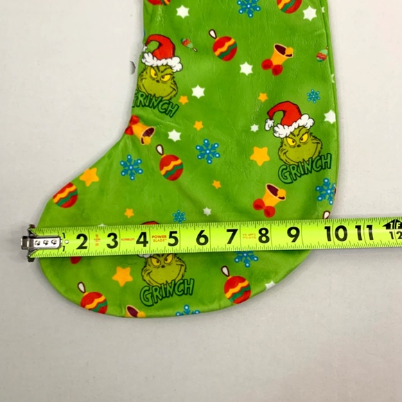 The Grinch Santa Hat Snowflake 17 inch long green red Holiday Christmas stocking - Picture 8 of 8